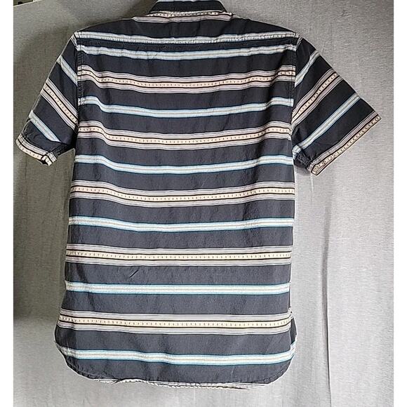 Billabong Shirt Mens Medium Short Sleeve Striped Multicolored Gray 100% Cotton - Picture 2 of 9